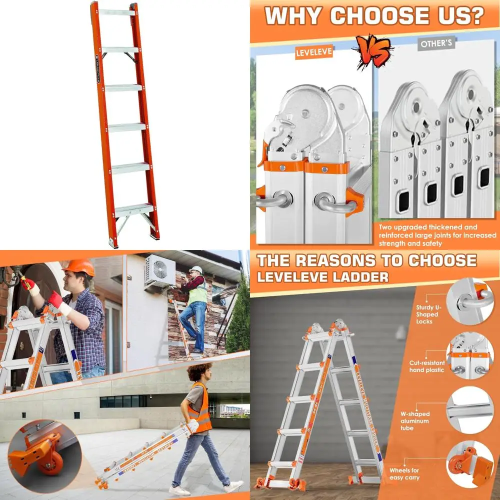 Escalera de estante de fibra de vidrio de 6 pies con capacidad de 300 libras de Louisville Ladder FH1006