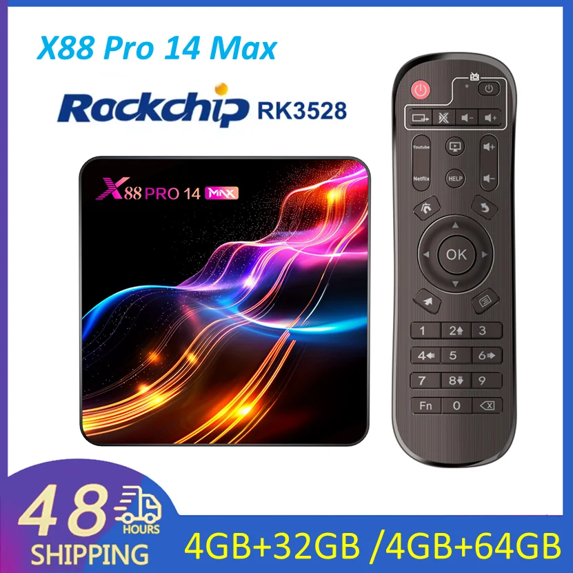 

X88 PRO 14 Max TV Box Android 14 Rockchip RK3528 8K HD Smart TVBox WIFI6 BT5 OTA Upgrade APP Store Set Top Box