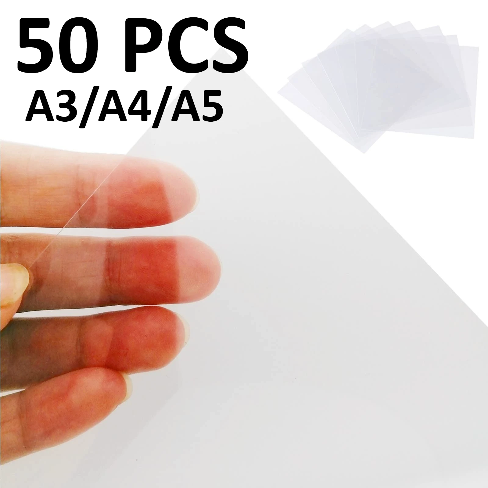 Image of 50 Stück A3/A4/A5 transparentes leeres Vorlagenmaterial, 0,2 mm Dicke, Doppelmembran, PET-Kunststoffblatt, Schablonen zum Selbermachen