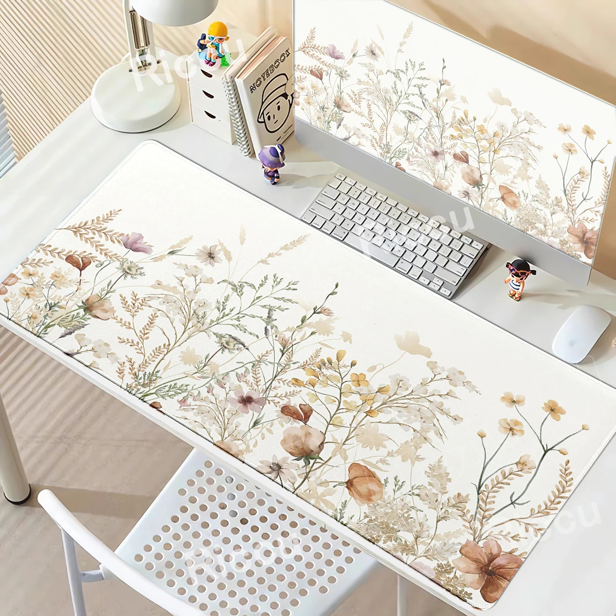 Bohemian-Style Floral Plants Mouse Pad Plant Aesthetics XXL Gamer Laptop Keyboard Desk Mat PC Extended Pad HD Office Accessories
