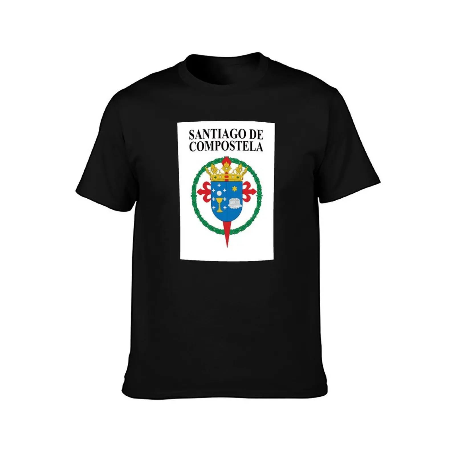 065_2A - SANTIAGO DE COMPOSTELA - COAT OF ARMS T-Shirt Summer Casual Cotton Tee, Unisex Men Women