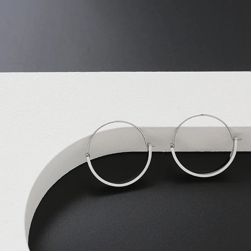 316L Stainless Steel French Geometry Simple Glossy Circle Earrings For Women New Trend Luxury Non-fading Jewelry