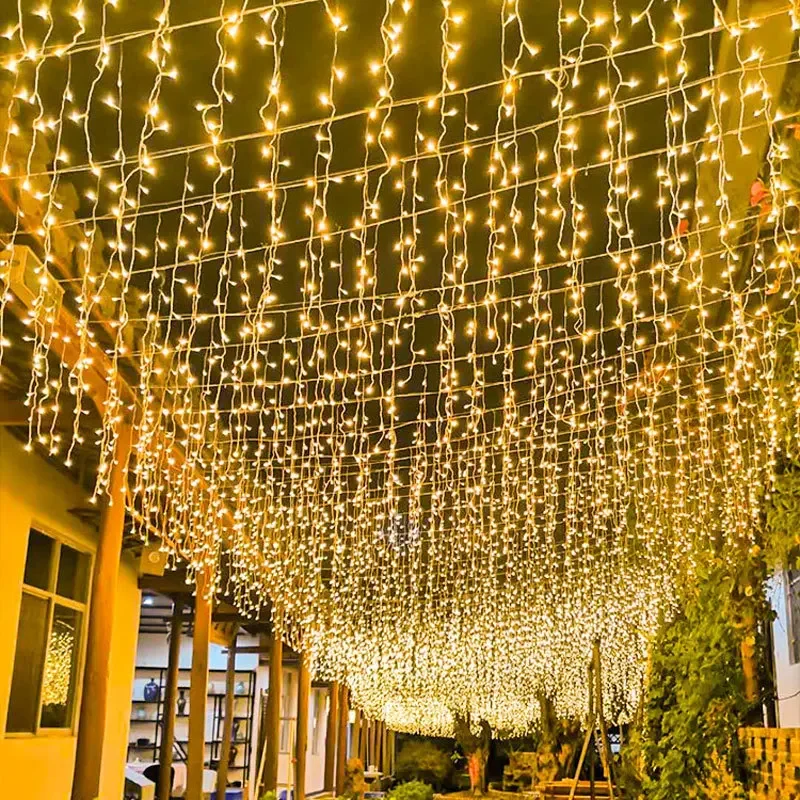 Kerst Slinger Led Gordijn Ijspegel Lichtslingers Hangend 0.4-0.6M Vakantie Licht Tuin Straat Buiten Decorative-4M 96Leds