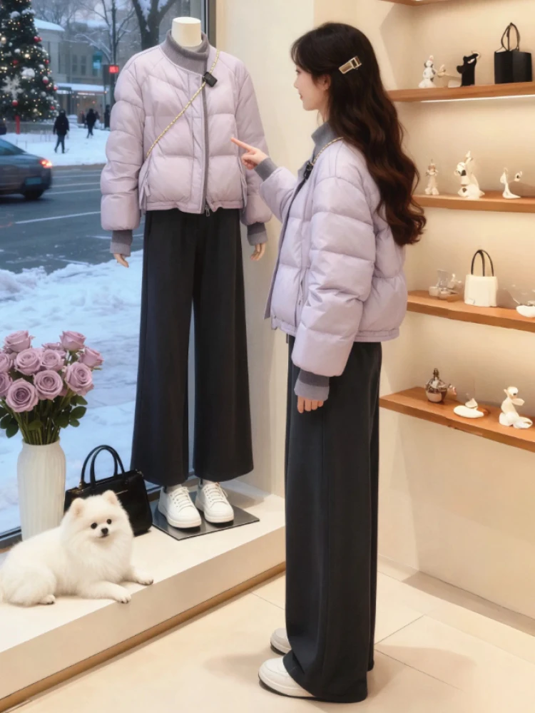 

2025 Winter New Short Cotton Jacket Women's Bread Style Splicing Design Warm Fashionable Simple Match Alluring Thickened Long...