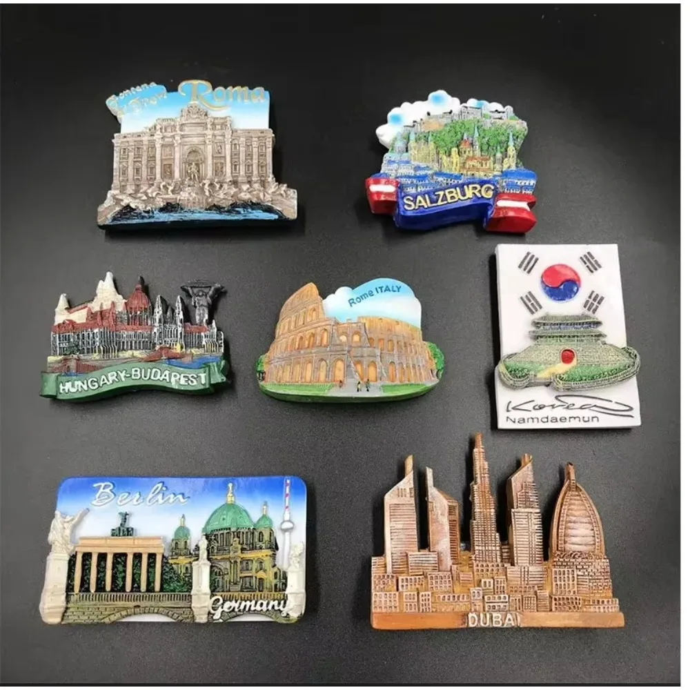 Alemanha dubai itália coreia geladeira adesivo resina criatividade magnética tridimensional berlim desejando piscina ímãs de geladeira