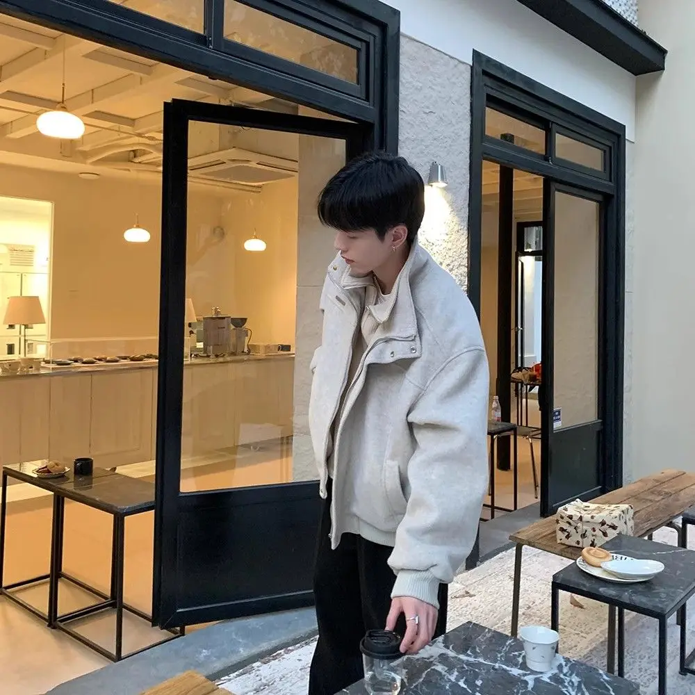 الشتاء الرجال الصوفية Jaet القطن اصطف فضفاضة تناسب الدافئة أعلى العلامة التجارية العصرية الكورية Sle الوقوف الطبعة ort Sve الوقوف طوق #3