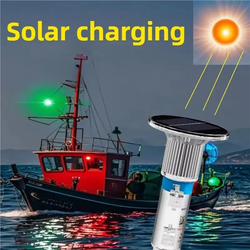 【STOCK】2X Waterproof Solar Signal Light Ship Mast Ocean Buoy Fishing Net Signal Night Warning Reminder Yacht Signal Light