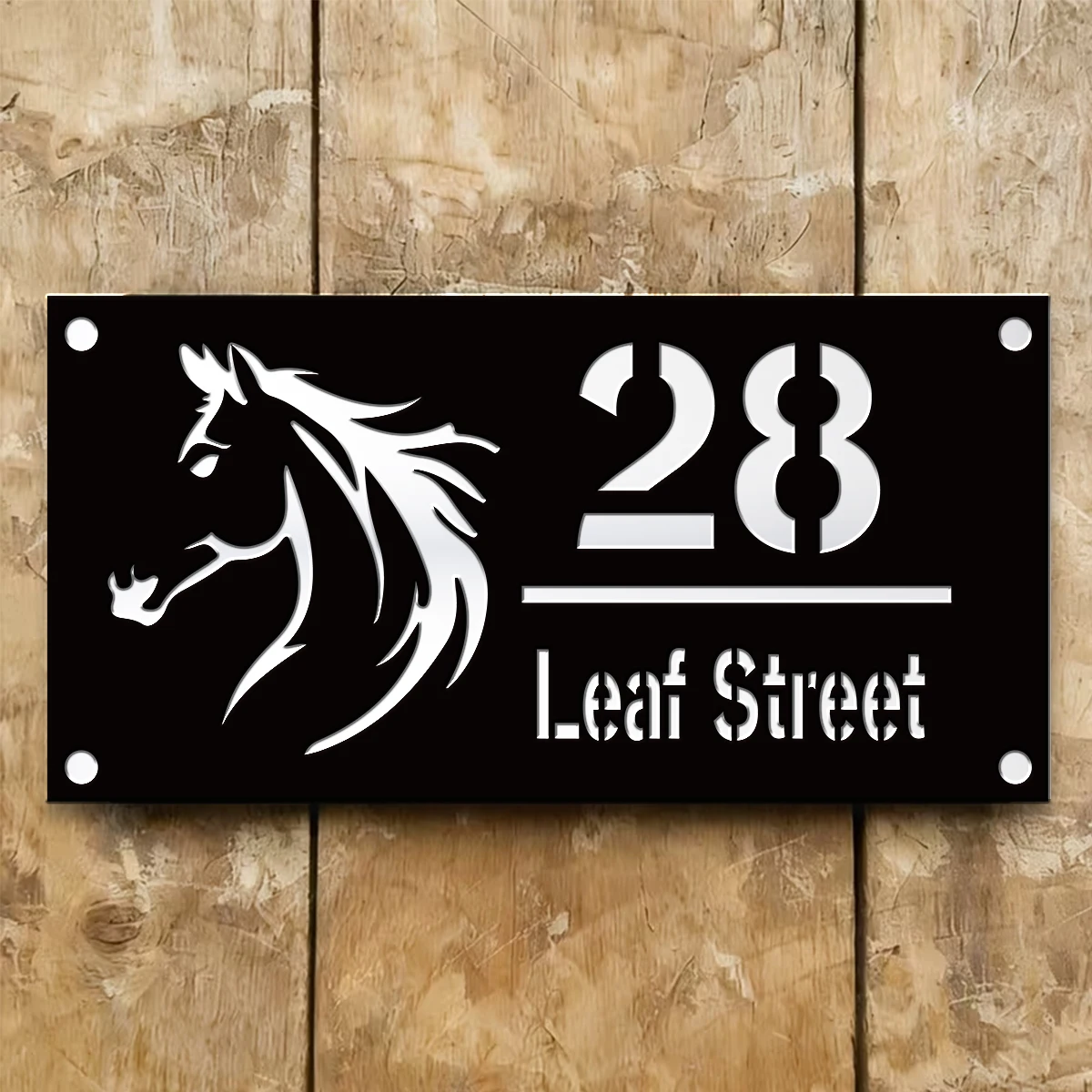 Plaque de porte personnalisée en acrylique avec numéro de maison, motif cheval cool, pour décoration de maison, chambre, jardin, cadeau d'anniversaire ou de mariage, 1 pièce