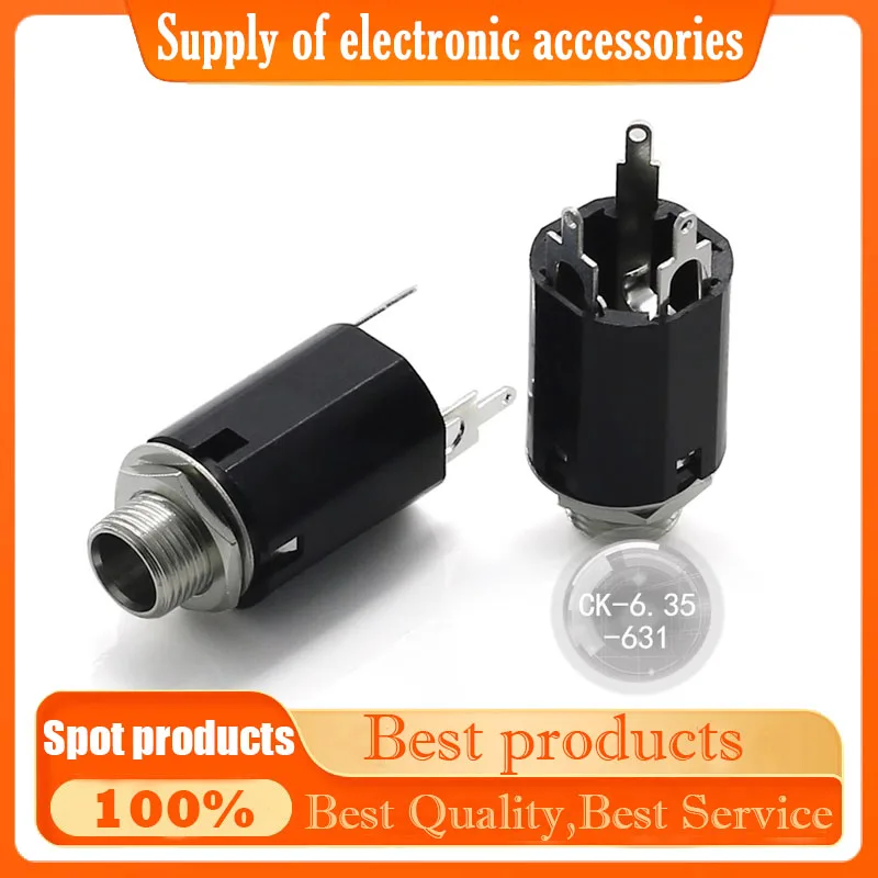

CK-6.35-631 Metal head with threaded socket, three-pin small current 0.5A, black power amplifier headphone female socket