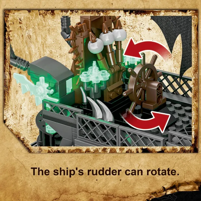 1994PCS 캐리비안 플라잉 더치맨 해적선 빌딩 블록 조명과 크리 에이 티브 영화 요트 모델 DIY 장난감 키즈 선물