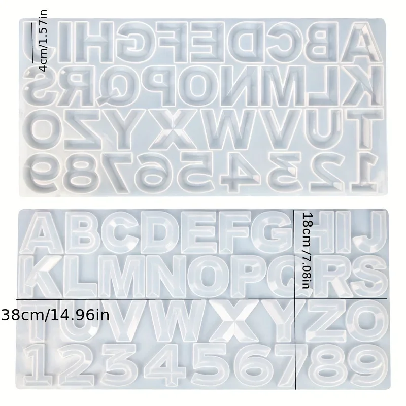 1Pc DIY Crystal Epoxy Resin Mold Cut Side Digital Alphabet Pendant Keychain Silicone Mold