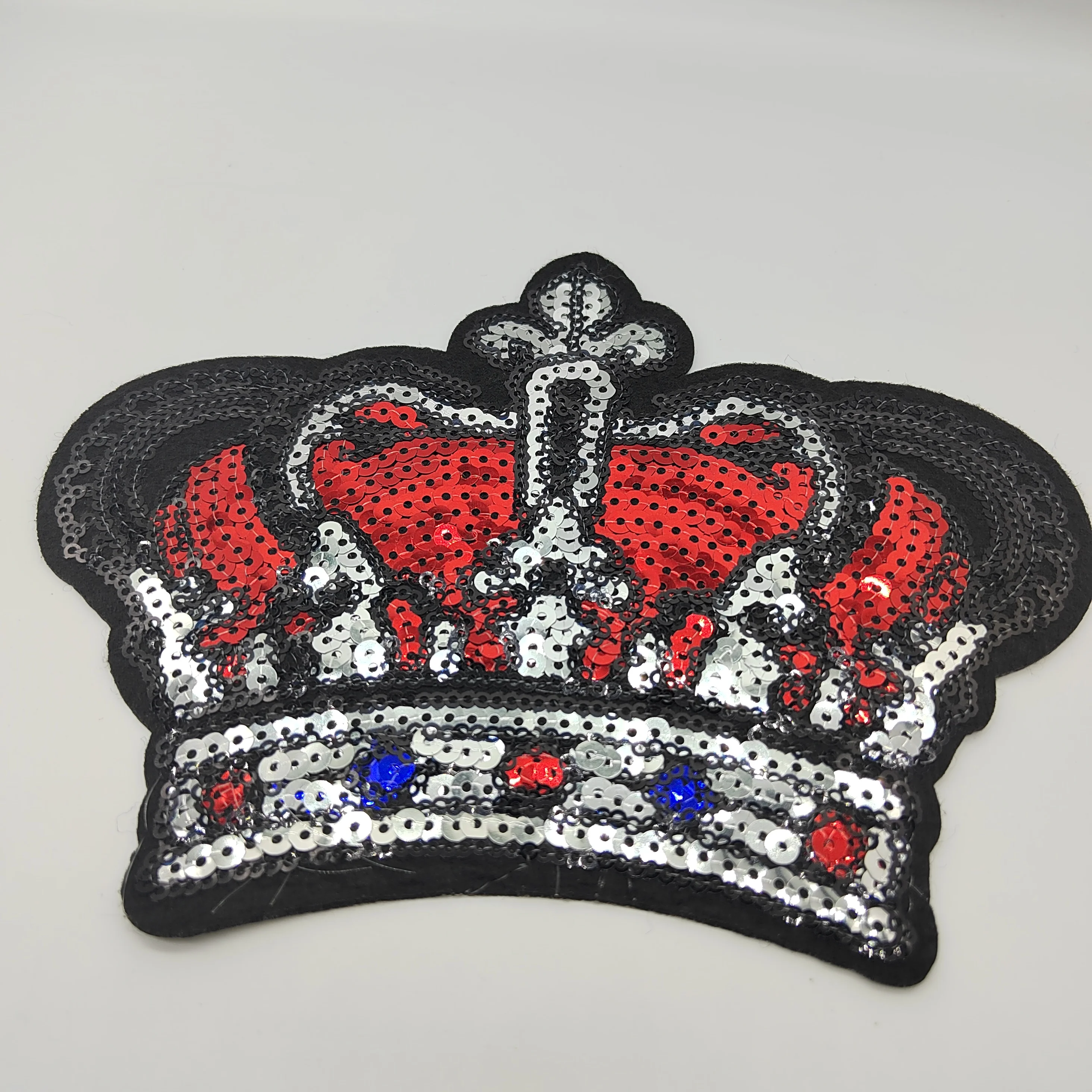 Super Extra Large Huge Imperial Crown Sequin Iron on Motifs Patches Clothes Jacket Decoration