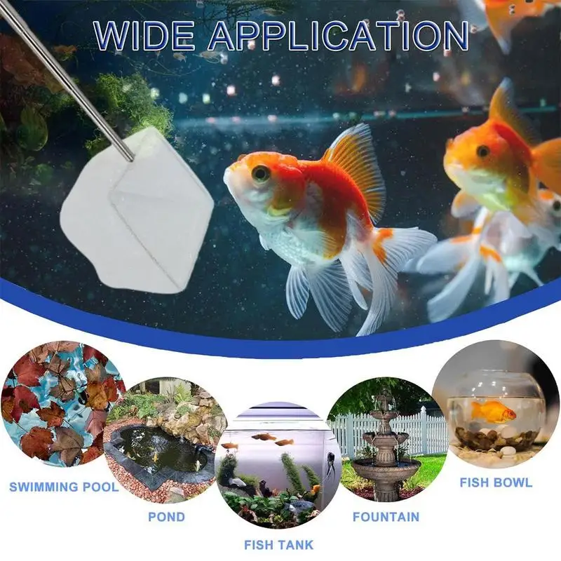 Fish Net Aquarium Cleaning Retractable 3D Stainless Steel Pocket Shrimp Catching Fish Tank Cleaning Net For Small Pond And Pool