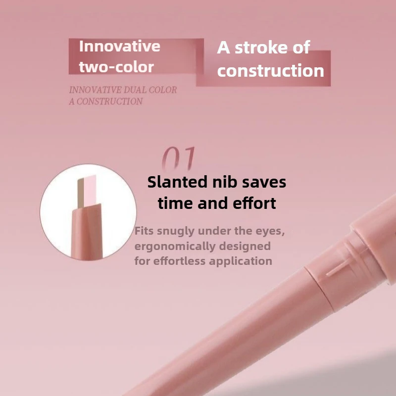 Matita per baco da seta sdraiata a doppia estremità Evidenziatore 2 in1 Contorno della palpebra inferiore nudo Stick per trucco eyeliner Aegyo-sal con pennello per dettagli