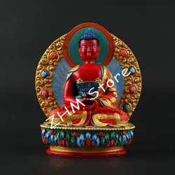 11.5cm Amitabha Resin Buddha Figurine, Bodhisattva Delicate Hand Plated Buddhist Tranic Tibetan Treasure Figure Buddha Statue