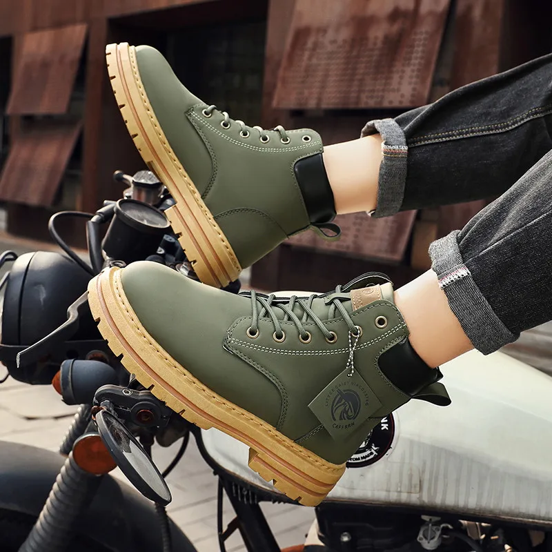 Fashion Green Men\'s Casual Boots 2024 Designer Ankle Boot Men Platform Comfortable Work Boots Male Plus Size 48 botas de hombre