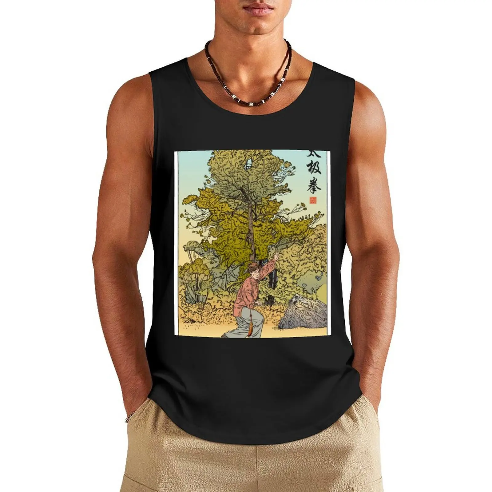 

Tai Chi Sword 2 Tank Top gym t-shirts man Japanese t-shirt men gym clothing fitness