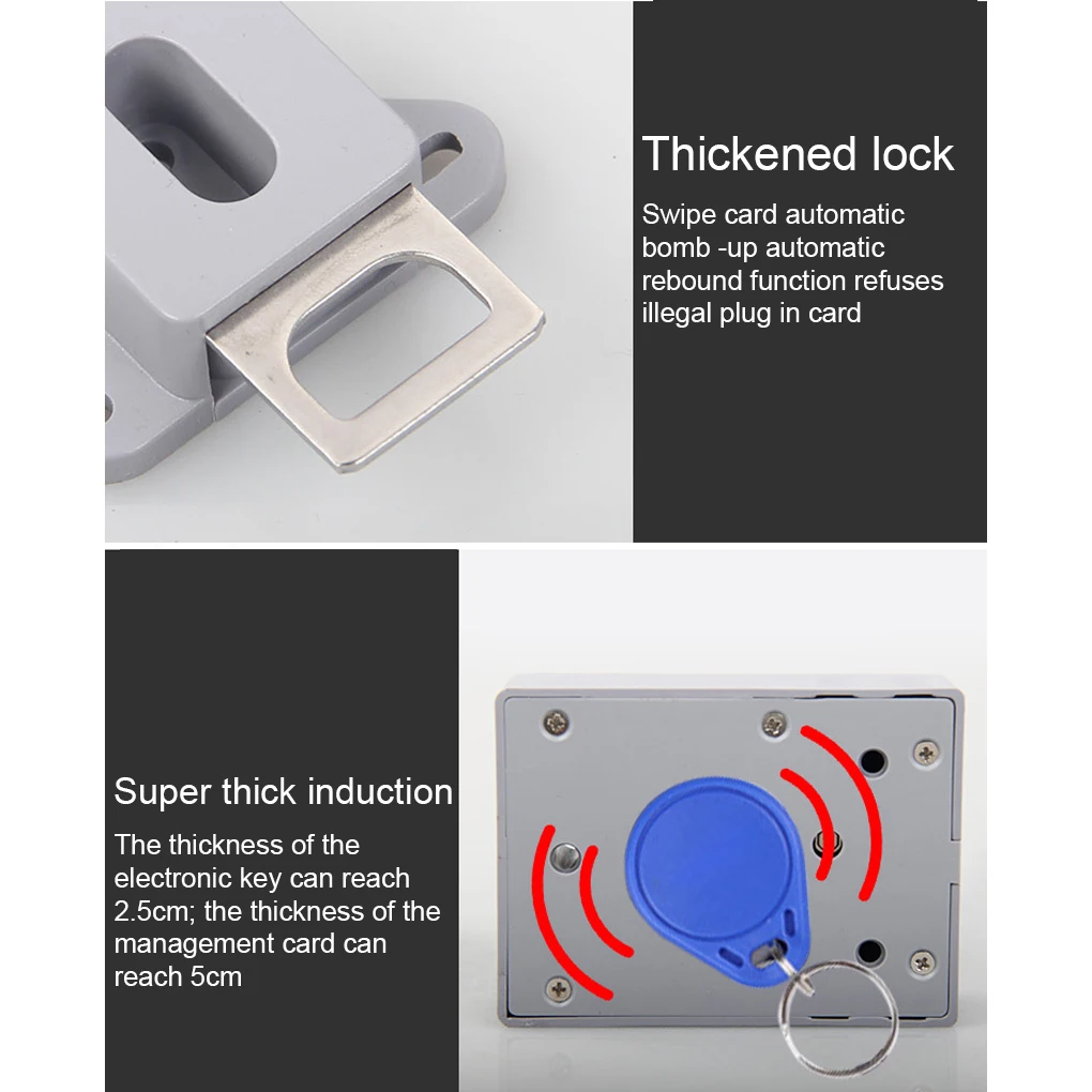 أقفال إلكترونية ذكية مع 3 مفاتيح مستشعر غير مرئي قفل البطاقة الممغنطة فتح الباب الذكي لأجهزة الأثاث #4