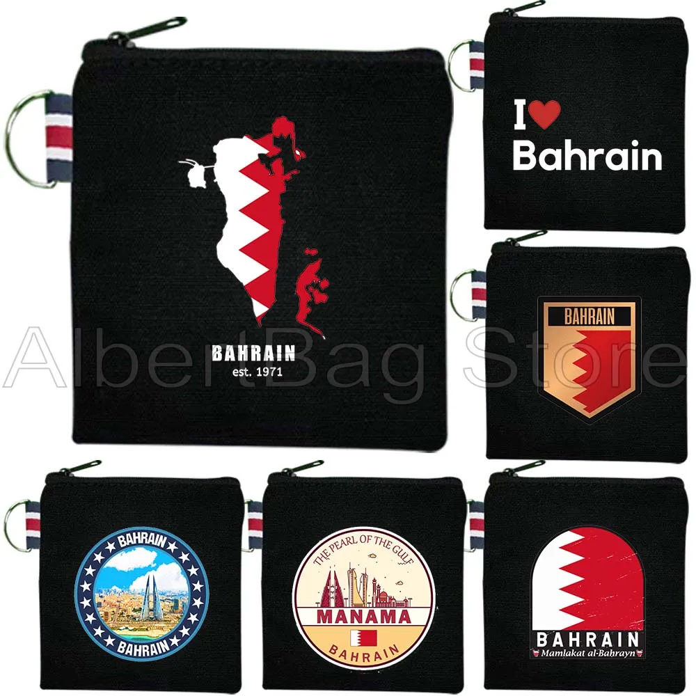 

Manama Bahrain Country Flag Map Gifts Canvas Bag Coin Purse Travel Makeup Small Square Key Storage Card Bag Cotton Wallet Pouch