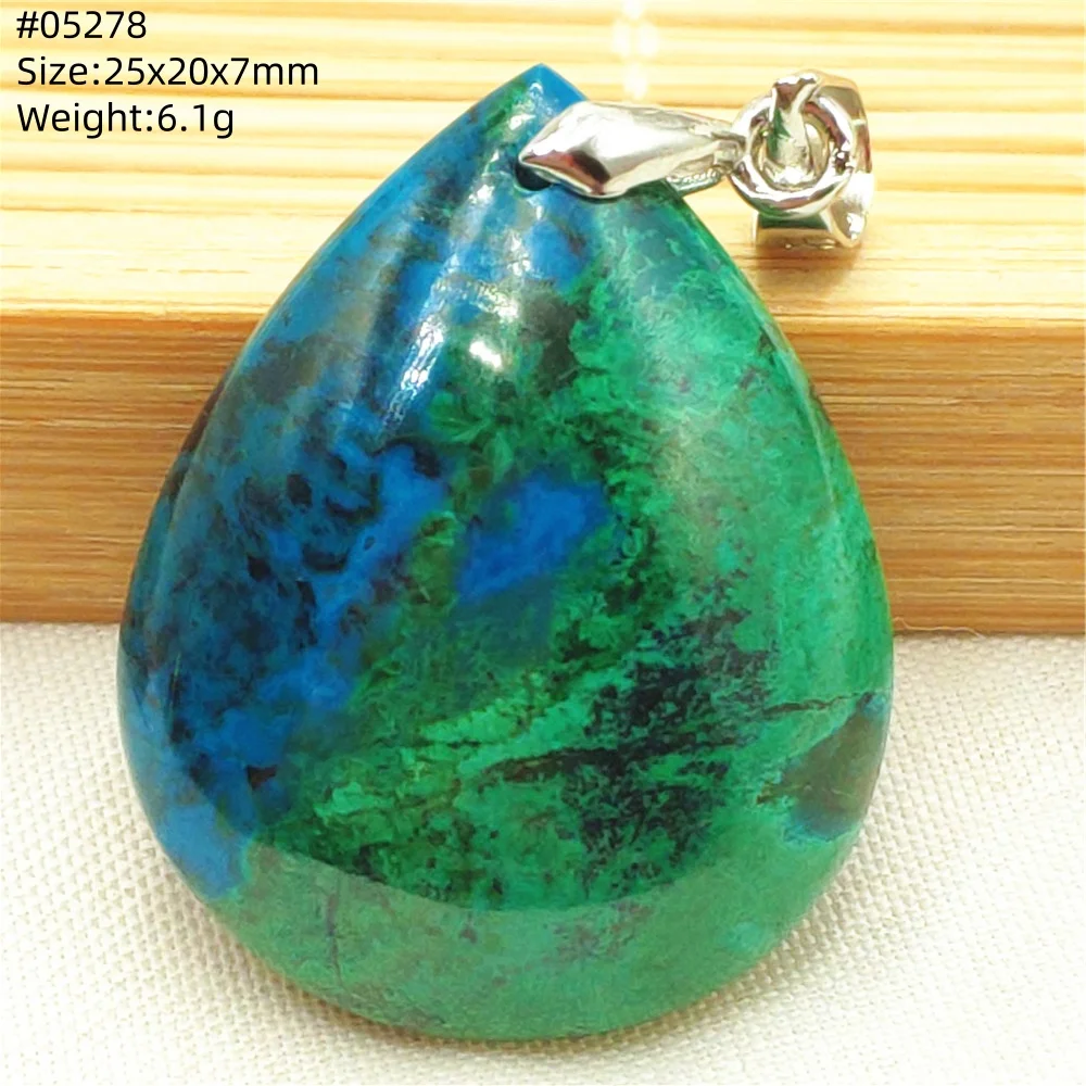 Necklace Natural Azurite Malachite Pendant Gemstone Rare Women Men Oval Charming Malachite Chrysocolla AAAAAA