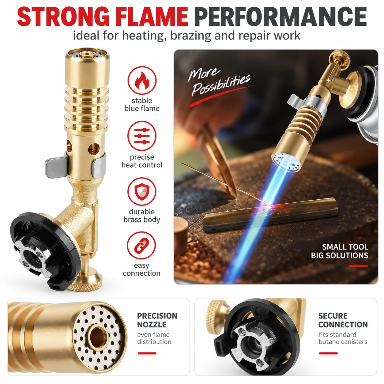 Portable Butane Gas Torch Nozzle Reamer Argon Welding Flame Gun Outdoor Stove BBQ Tool Arc Blow High Precision Welding Accessory