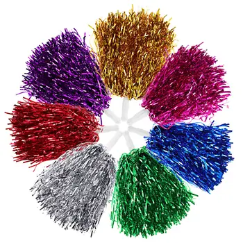 Pom-pom girl avec poignée, 14 pièces, boules de joie, or, jaune, rose, rouge, vert, bleu, pour danse à la main, accessoires