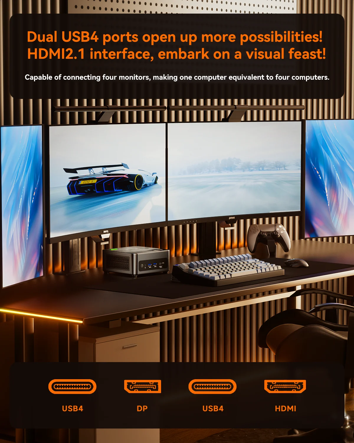 AOOSATR GEM12+ ミニPC MD Ryzen 7 PRO 8845HS 高性能低電力 デュアル2.5G LAN OCuLink 4Kマルチスクリーン ゲーミング/オフィス向け