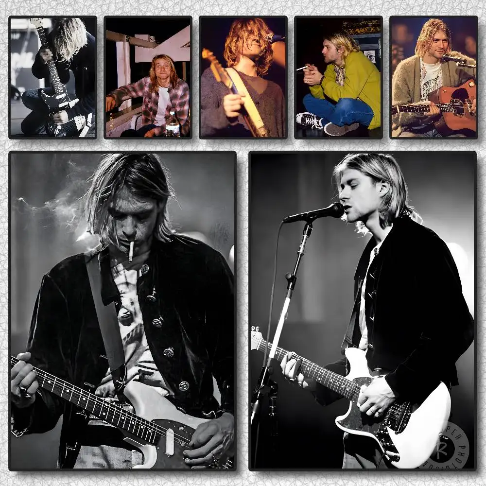 Cantor K-Kurt Cobain Poster Arte autoadesiva Adesivo à prova d'água Café Casa Dormitório Decoração de parede