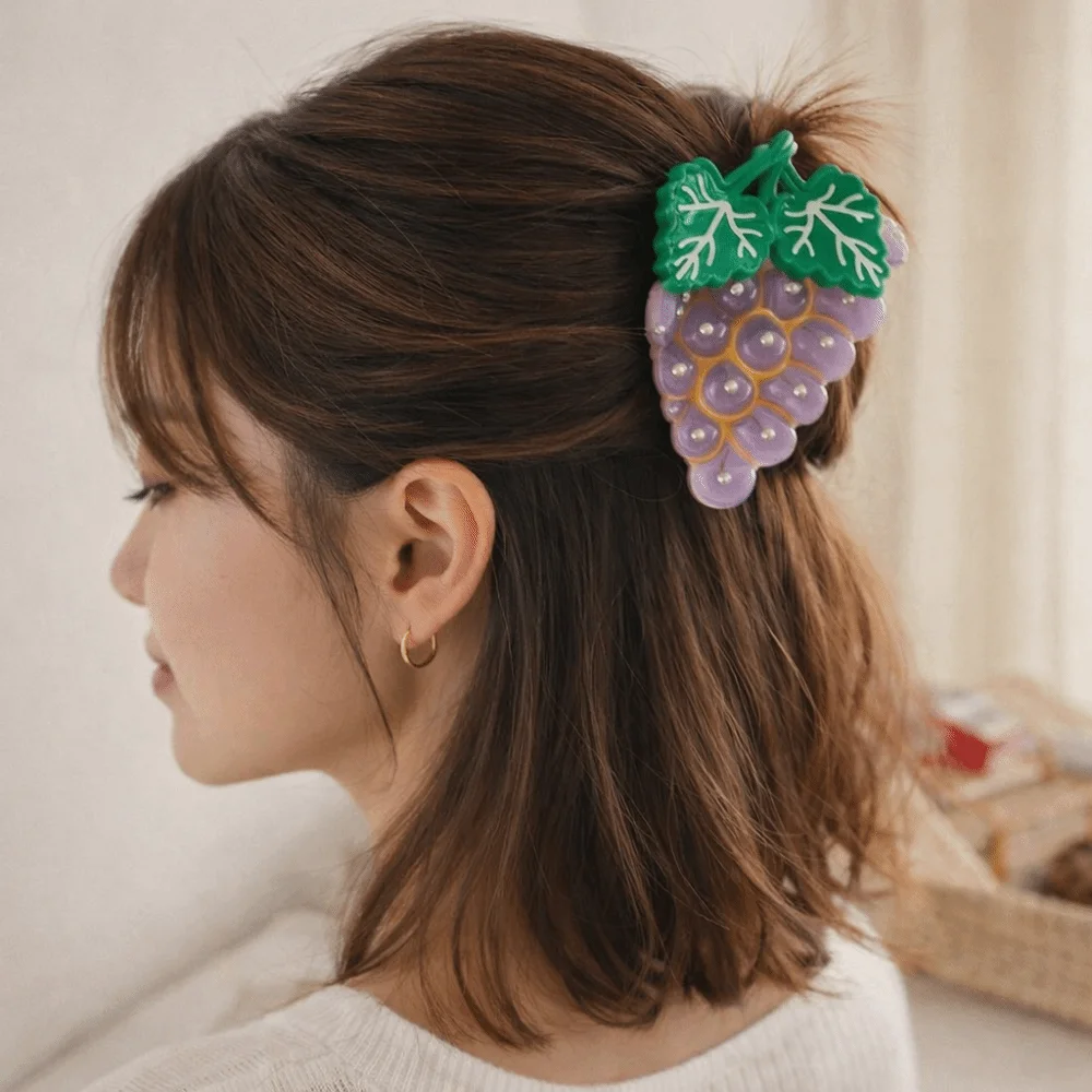 

Креативная заколка для волос в корейском стиле с овощами, милая заколка с изображением хурмы, фруктовой акулы, сладкая клубника, зажим для когтей с уксусной кислотой для женщин