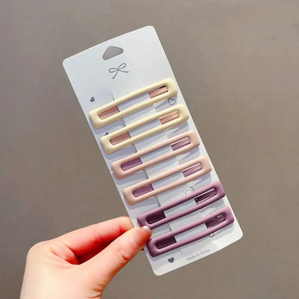 

6 шт./компл. головные уборы в корейском стиле, прямоугольные заколки для волос, металлические заколки с геометрическим узором, однотонные вечерние заколки