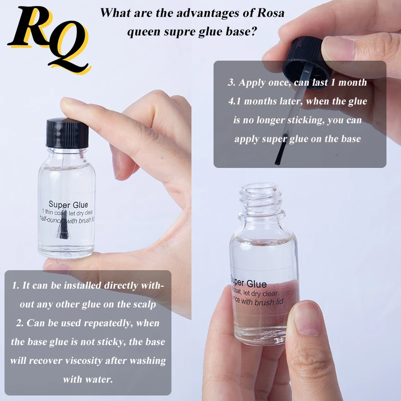 Skin PU Base Specific Super Glue Ultra Hold Long Time Hold Super Glue Thin Skin PU Base Reusable Adhesive 3Pcs Super Toupee Glue