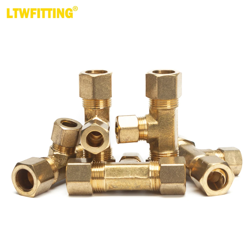 

LTWFITTING 1/2-Inch x 1/2-Inch x 3/8-Inch OD Compression Reducing Tee,Brass Compression Fitting(Pack of 5)