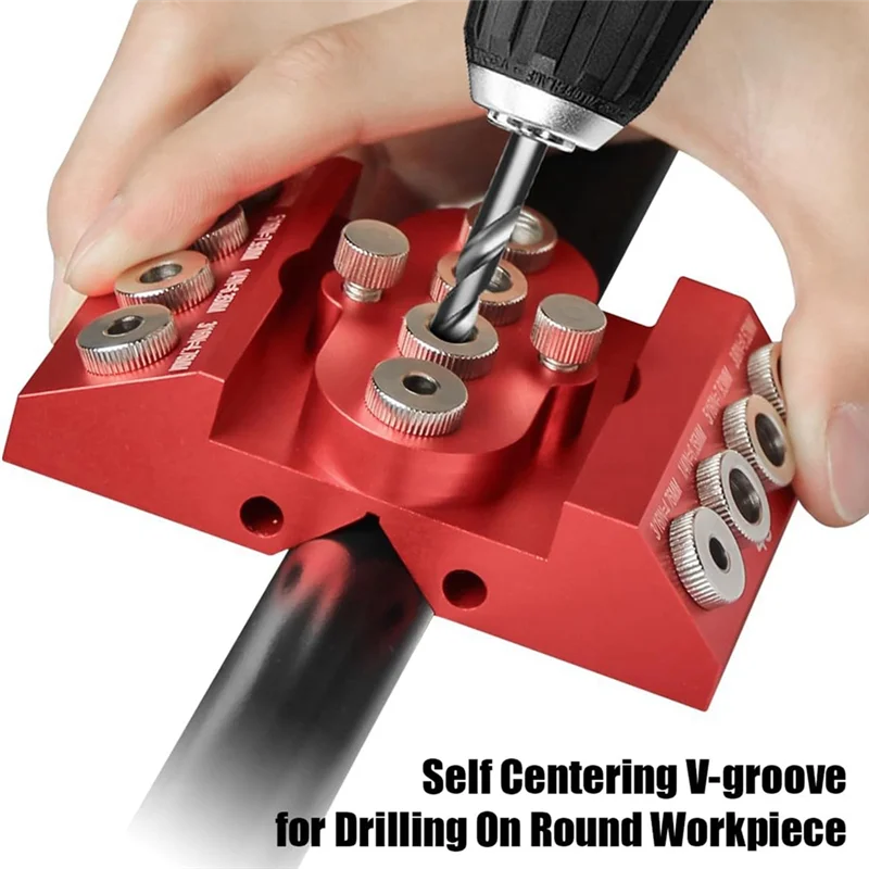 AA89-30 45 90 Degree Angle Drill Guide Jig Drill Block For Straight Angled Holes With Detachable Drill Positioning Bar Red 1 Pcs