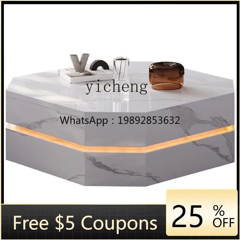 

UU minimalist polygon new high-end coffee table small apartment household living room light luxury stone high-end coffee table