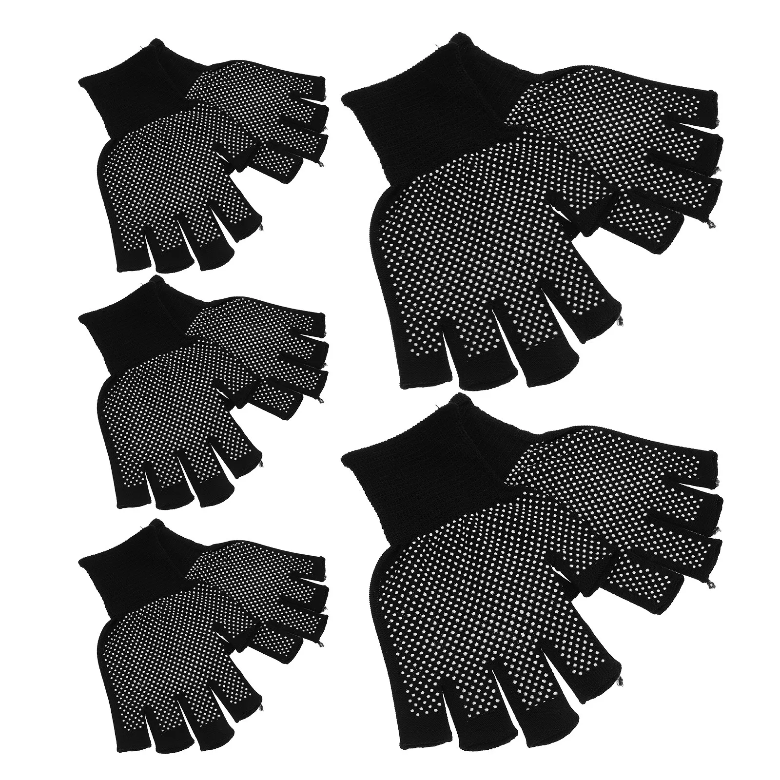 5Pairs Non-Slip Fingerless Work Gloves Breathable Winter Warm Gloves Polyester PVC for Driving Cycling Hiking Cold Weather