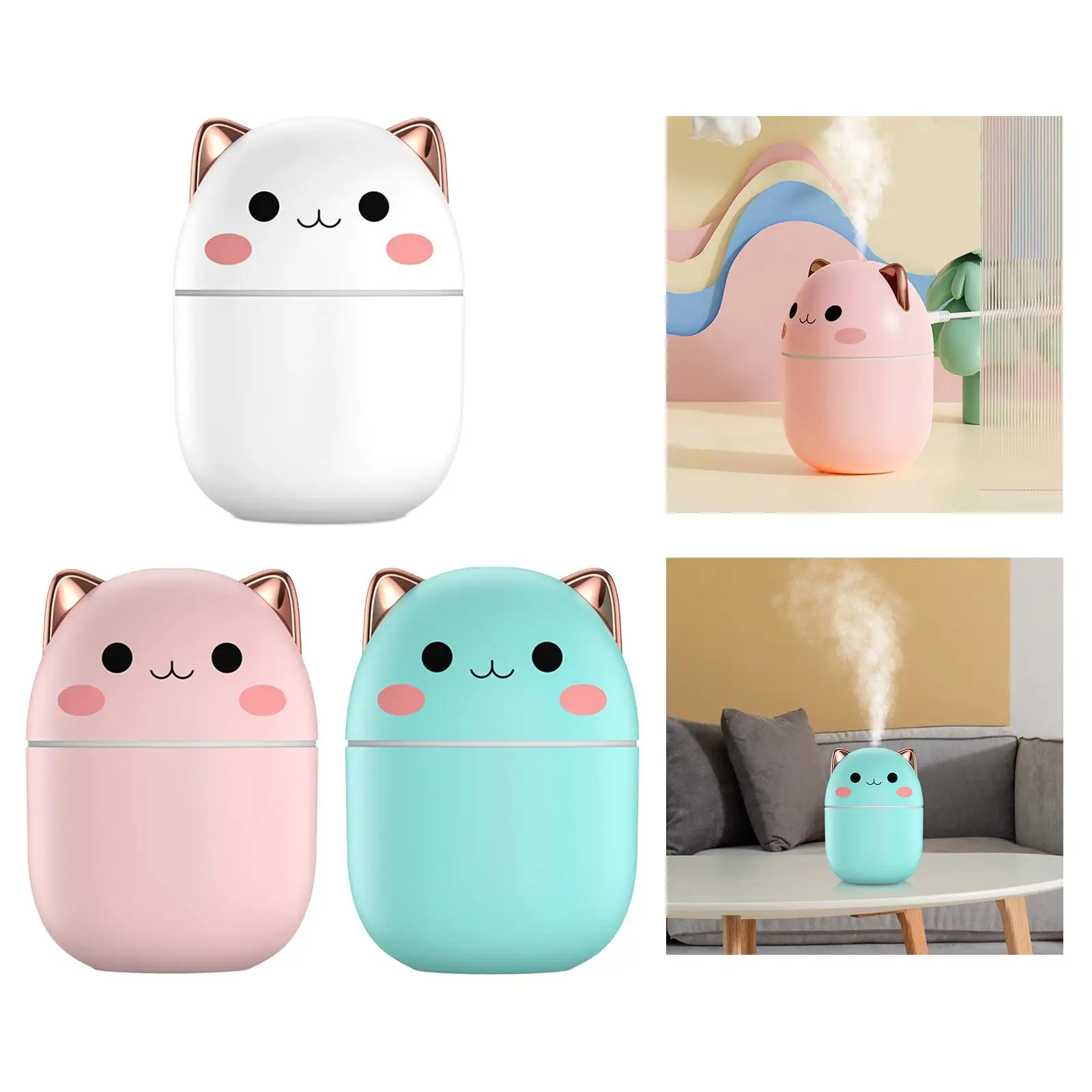 Cartoon Small Air Humidifier Purifier 250ml Water Tank Diffuser