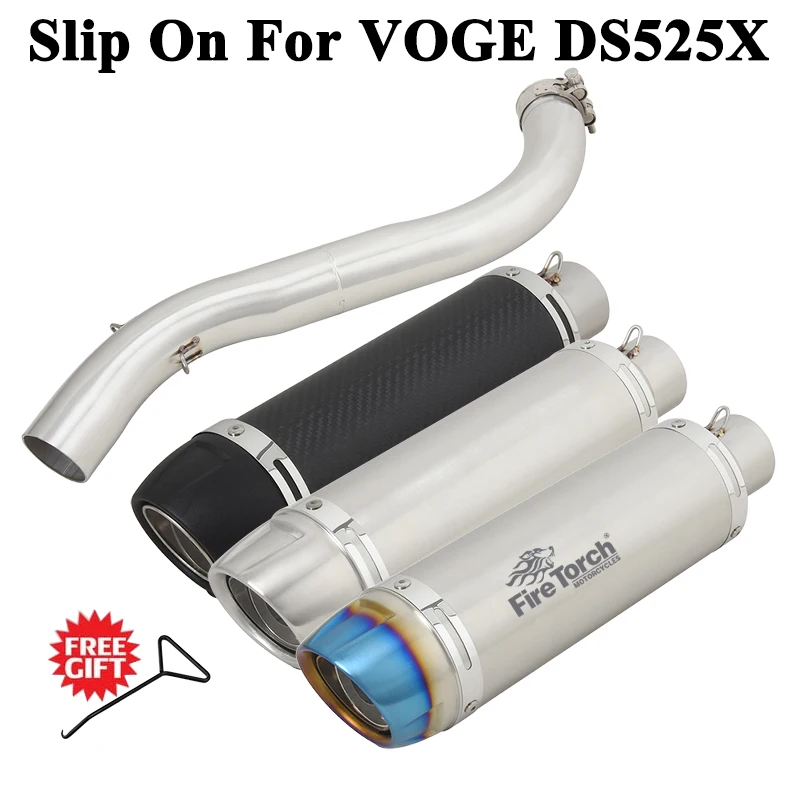 Slip On For VOGE DS525X DS 525X 2023 Motorcycle Exhaust Leovince Escape Systems Modify Link Pipe Carbon Fiber Muffler DB Killer