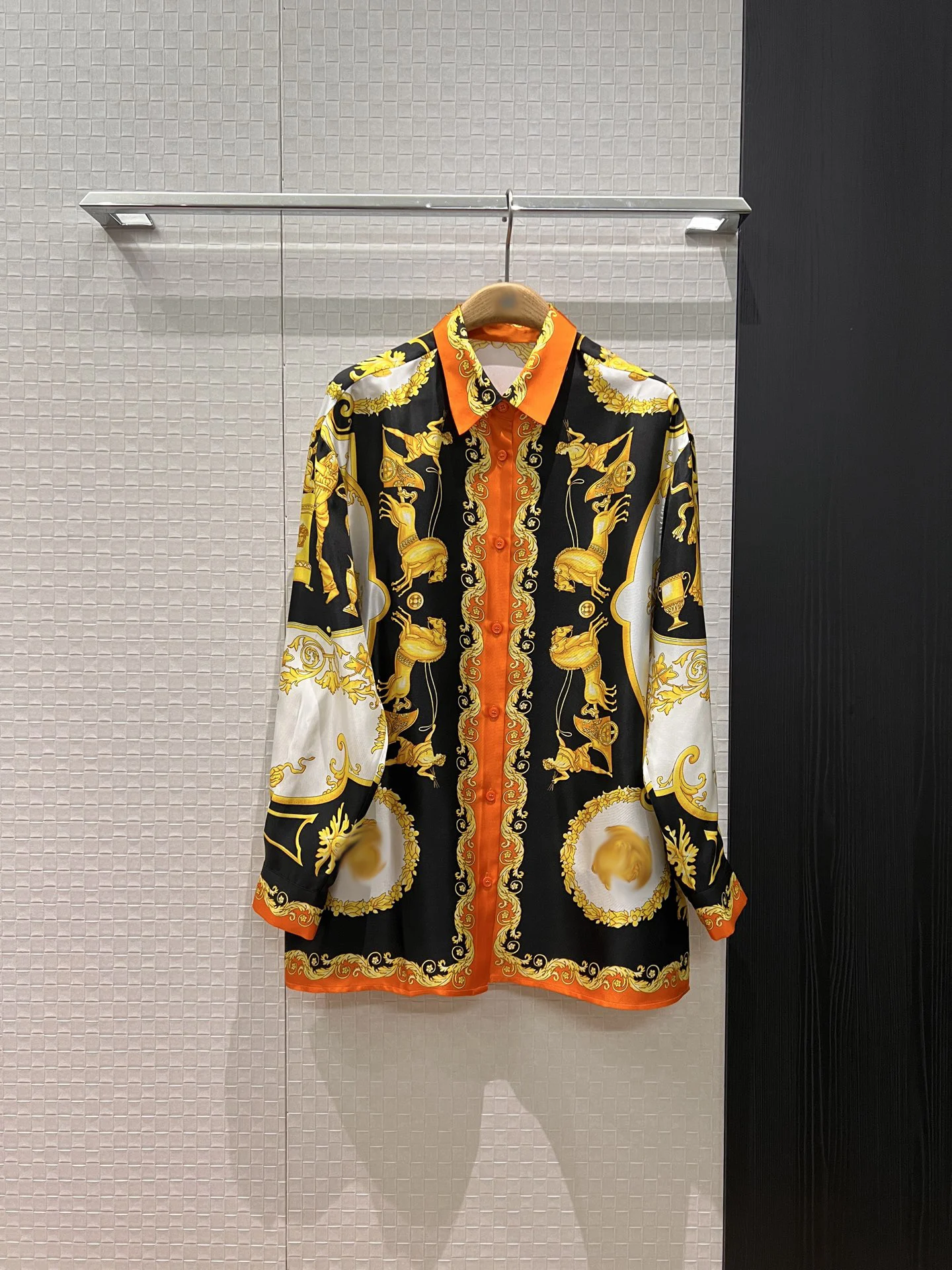 

High-End Baroque Carriage Angel Silk Print Shirt Women's Holiday Trendy Stage Show Costume Spring Collection 2026