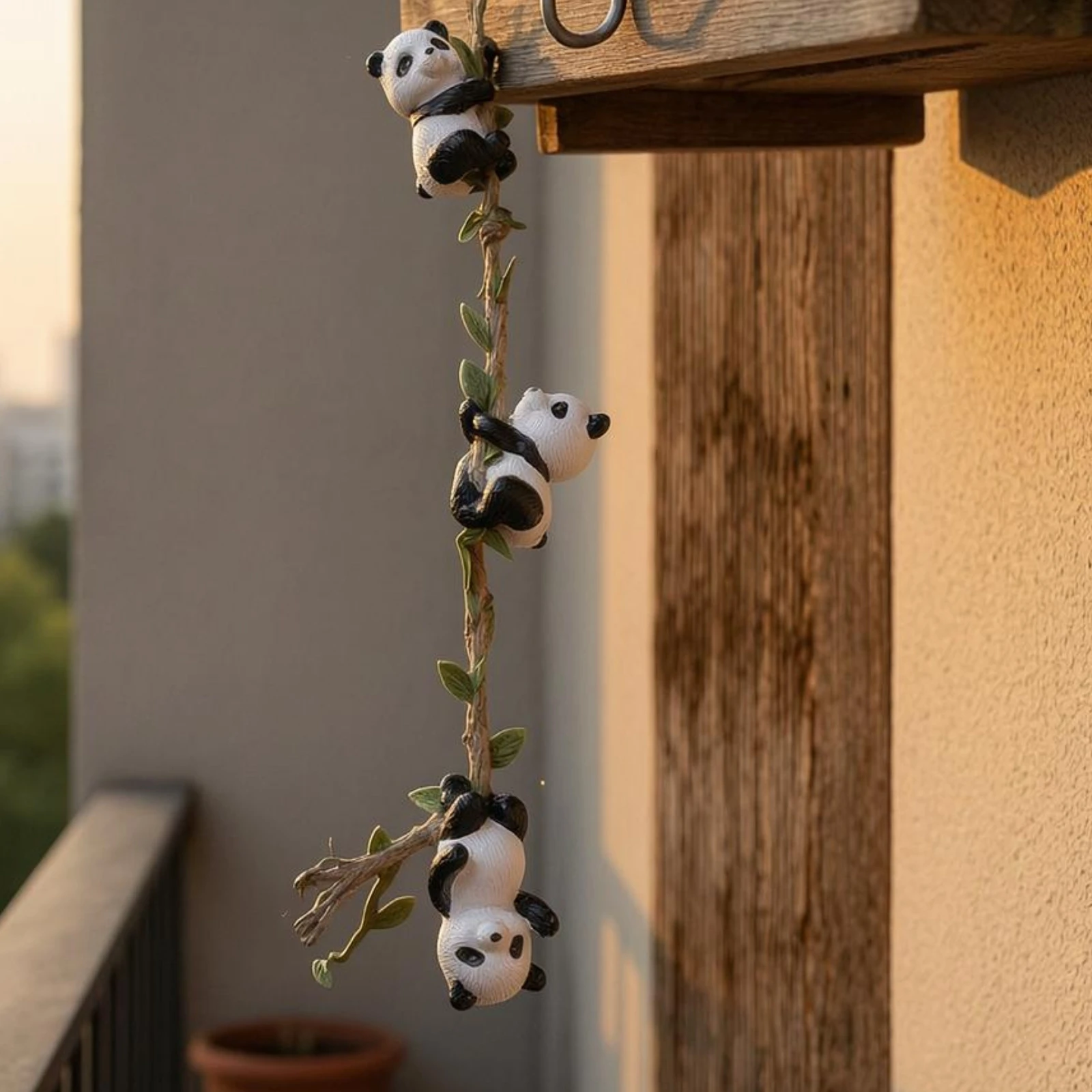 Climbing Panda Ornament Foliage Accents Panda Vine Decoration Natural Look Creative for Indoor