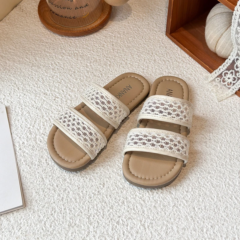 Outdoor Children's Summer Slippers New Mesh Girls Causal Shoes Lightweight Non-slip Soft Kids Open-toe Flat Slippers Versatile