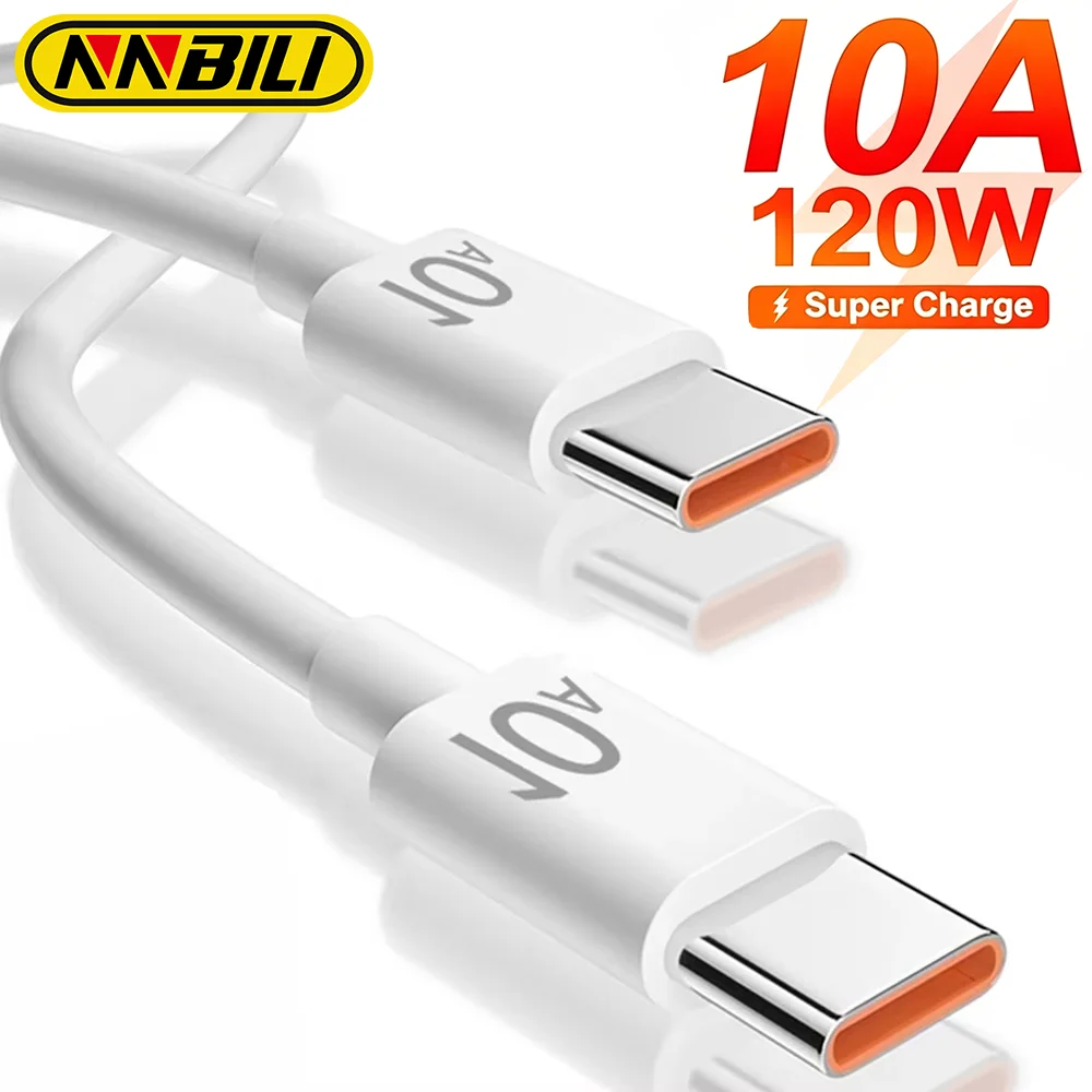 NNBILI 10A Kabel 120W Superschnelles Ladekabel Typ C zu Typ C Kabel Hochgeschwindigkeits-Datenübertragung für iPhone Samsung Xiaomi Ladekabel