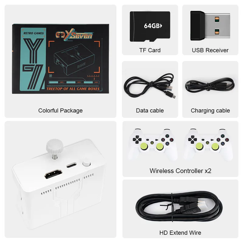 Bestseller Y7 TvGame Console Dual System Set Top Box 64gb Tf Card Dual Wireless Charging Gamepads For Psp Arcade 3d Retro Gaming