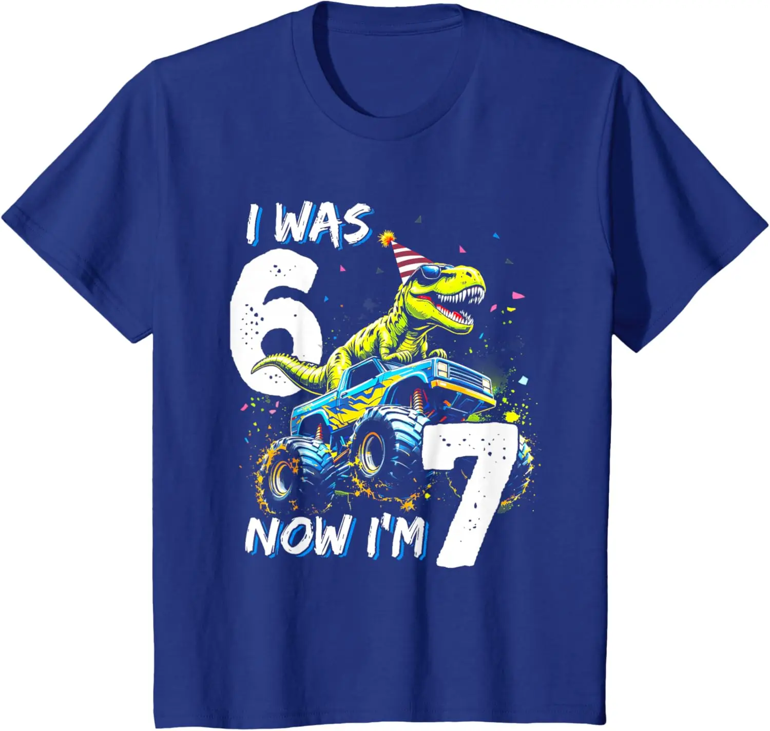 I Was Six Now I'm Seven Dinosaur 67 Meme 7th Birthday Boys T-Shirt Funny Cotton Casual Graphic T Shirts Unisex Children’s Wear