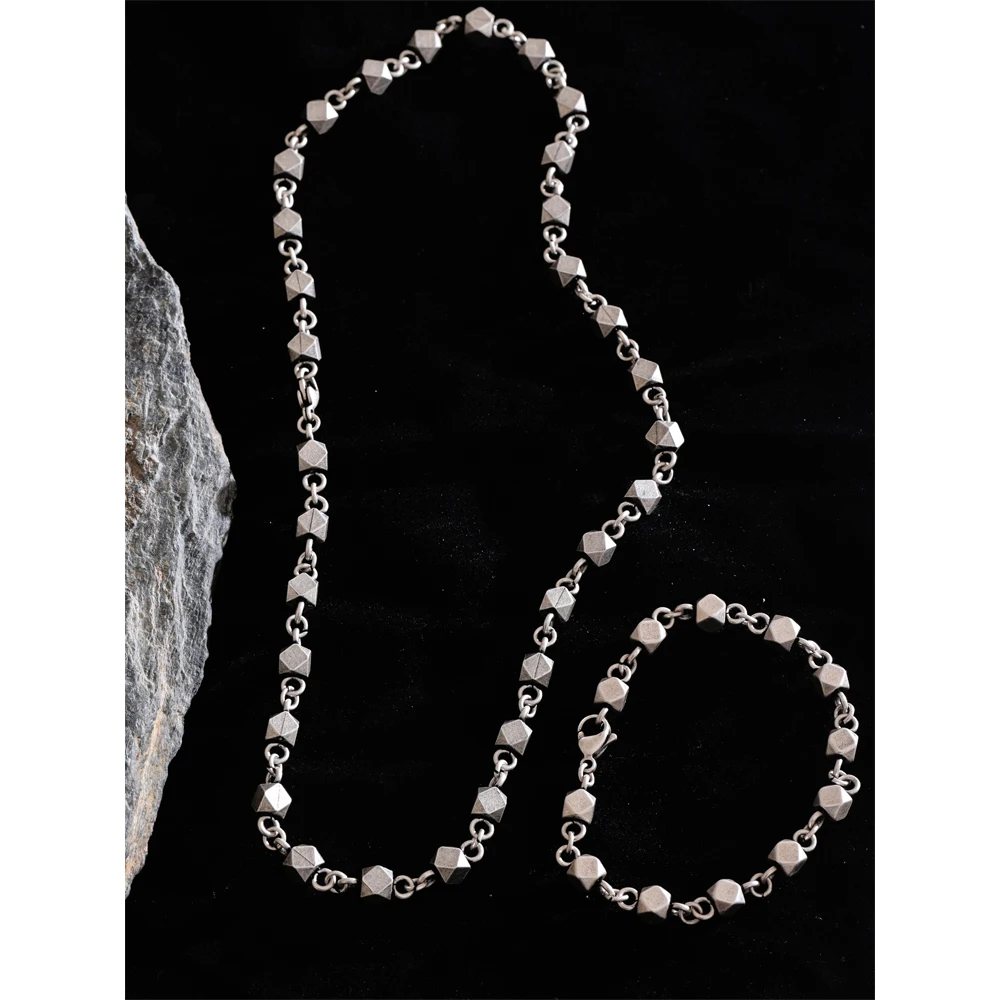 Yhpup الرجال الفولاذ المقاوم للصدأ اليدوية سلسلة بيان قلادة سوار خمر موضة فضية اللون سحر مقاوم للماء مجوهرات هدية #4