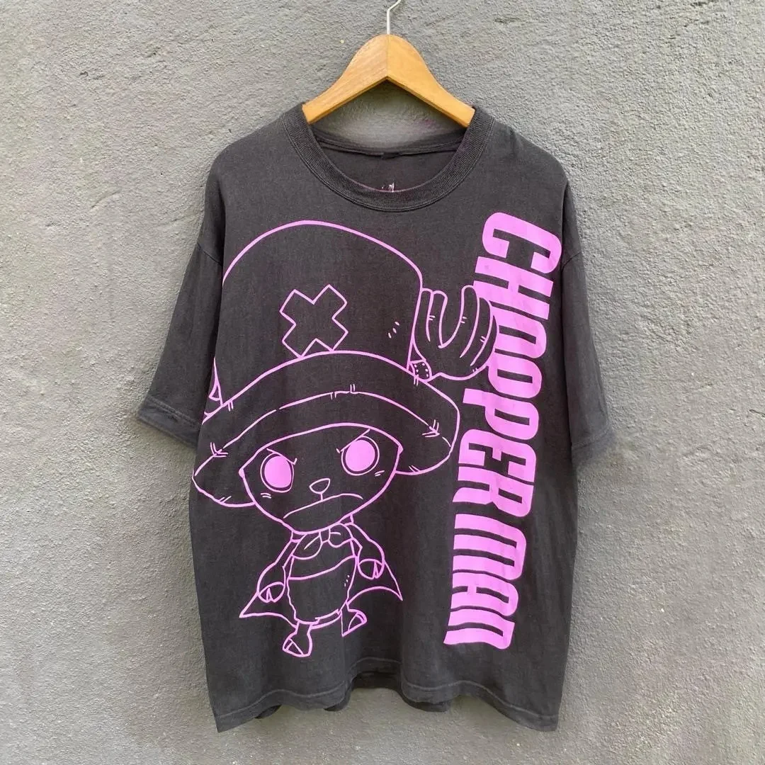 Camiseta holgada de algodón 100% con estampado de Tony Tony Chopper (Chopper Man) estilo Cool Line, temática de verano 2026, para niños y niñas