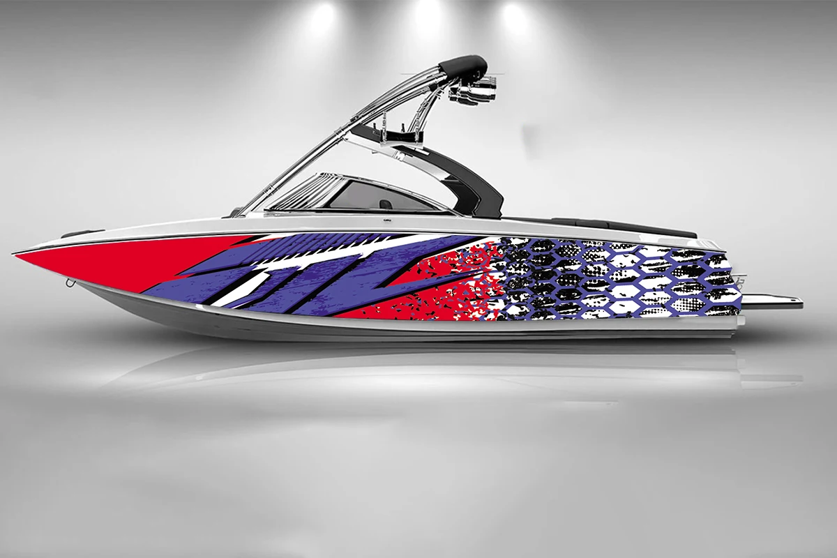 stripes design vector Boat sticker fashion custom fish boat sticker vinyl waterproof boat wrap Graphic boat wrap decal