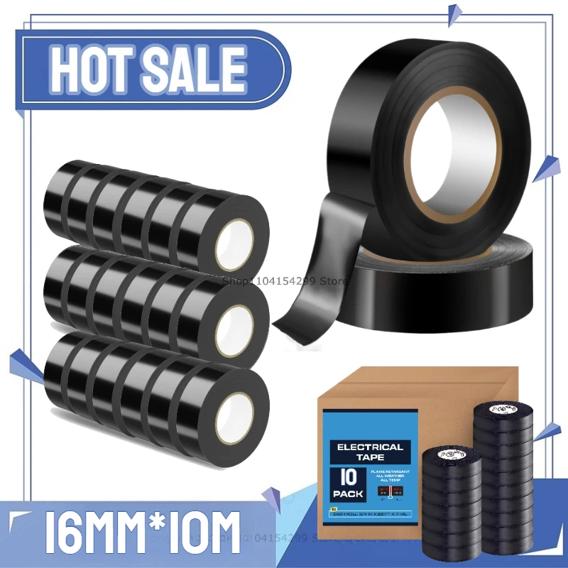 10/100M High-Temperature Resistant Black Rubber Electrical Tape Durable and Soft Insulating Adhesive, Used for Industrial
