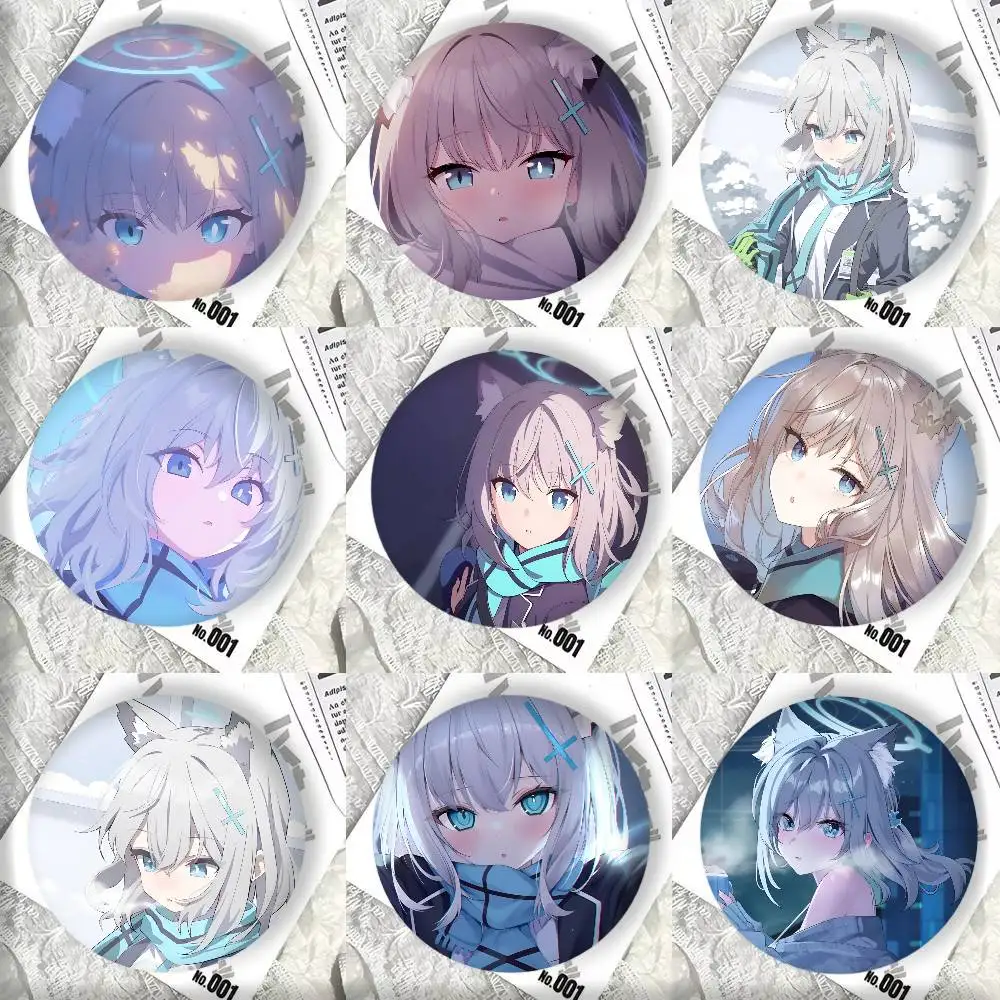 Anime Game Blue Archive Shiroko Badges Round Cosplay Pin Bag Decor Fans Collect Friends Gifts Brooch