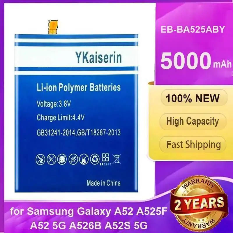 

Портативный аккумулятор для мобильного телефона Samsung A52 A525F 5G A526B A52S EB-BA525ABY BG781 5000 мАч