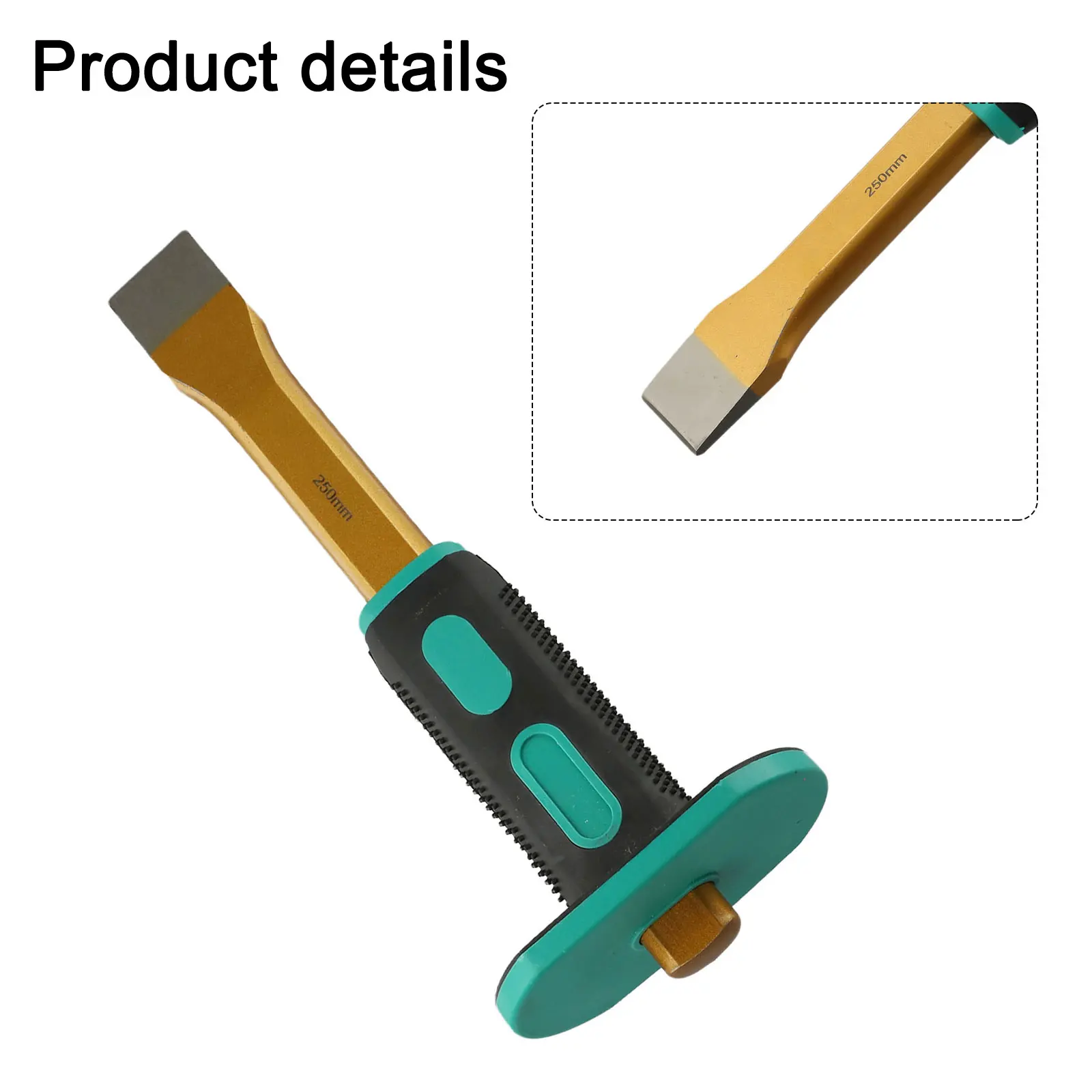 250mm Flat Head Masonry Chisel Alloy Steel With Hand Guard For Demolition Carving Concrete Stone Brick Scaling Crushing Tool